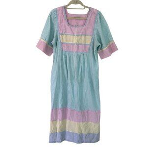 National Womens Robe Size Small Striped Pastel Partial Zipper Pockets Casual